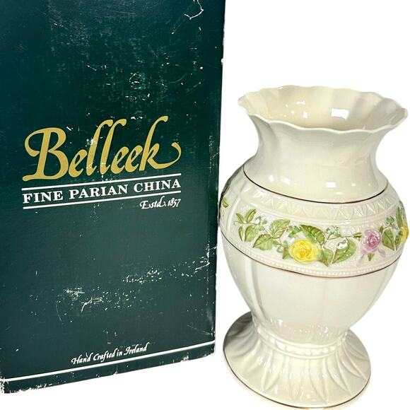 Belleek Other - Belleek Classic Rose Bouquet 10" Vase 24kt Gold Accents-Ireland-New in Box!